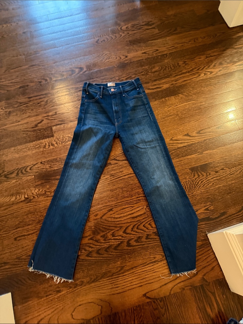 MOTHER Dark Blue Wide-Leg Denim Jeans
